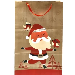 Sac cadeau naturel motif Père Noël rouge blanc XL-Gifi