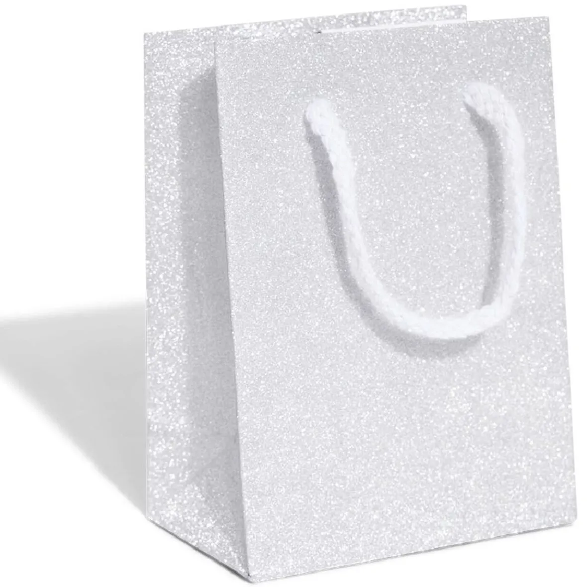 Sac cadeau Noël argenté pailleté ou bleu motif flocon -Taille S-Gifi Hot