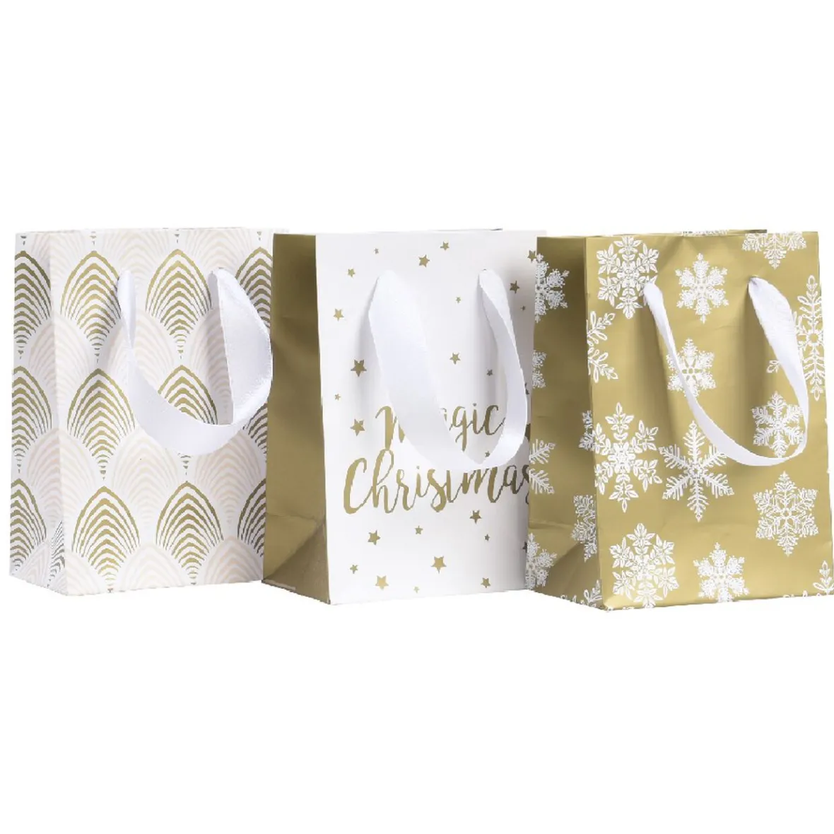 Sac cadeau Noël Blanc Doré taille S-Gifi New