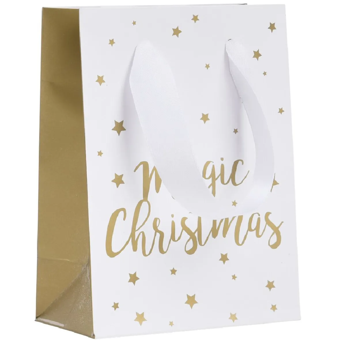 Sac cadeau Noël Blanc Doré taille S-Gifi New