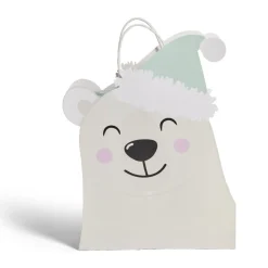 Sac cadeau Noël en papier forme tête ours blanc 25,5xH31,5cm-Gifi Best