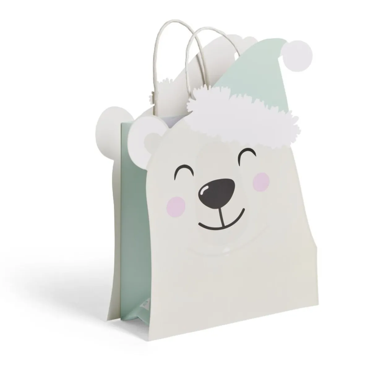 Sac cadeau Noël en papier forme tête ours blanc 25,5xH31,5cm-Gifi Best