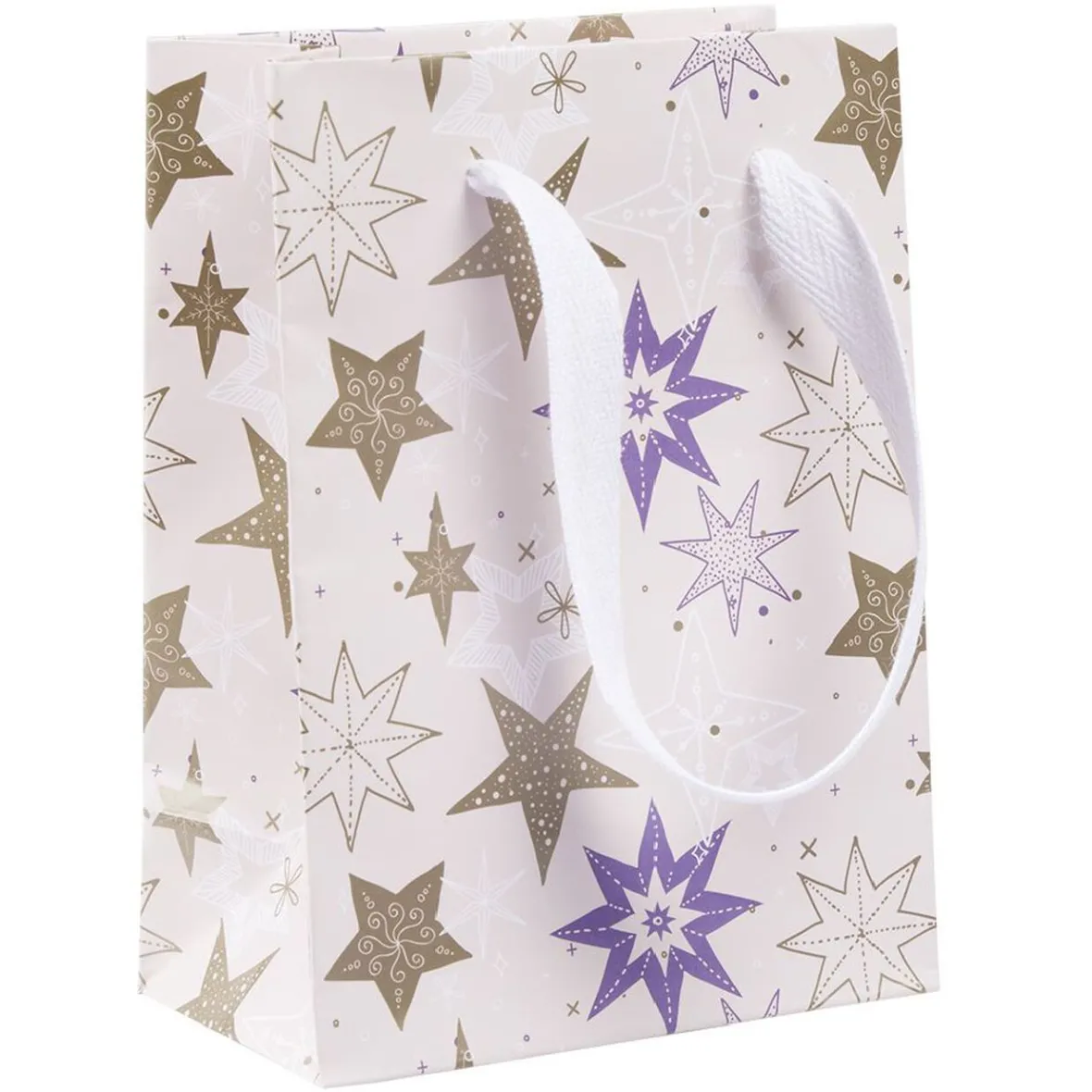 Sac cadeau Noël imprimé doré L10,8x14,6 cm-Gifi