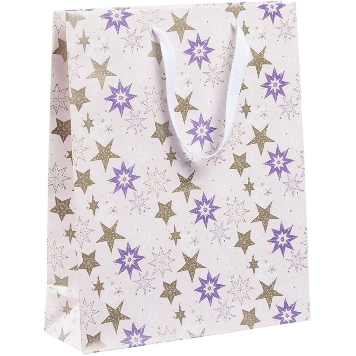 Sac cadeau Noël imprimé doré L26x32 cm-Gifi