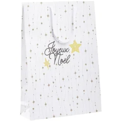Sac cadeau Noël imprimé doré L33x46 cm-Gifi