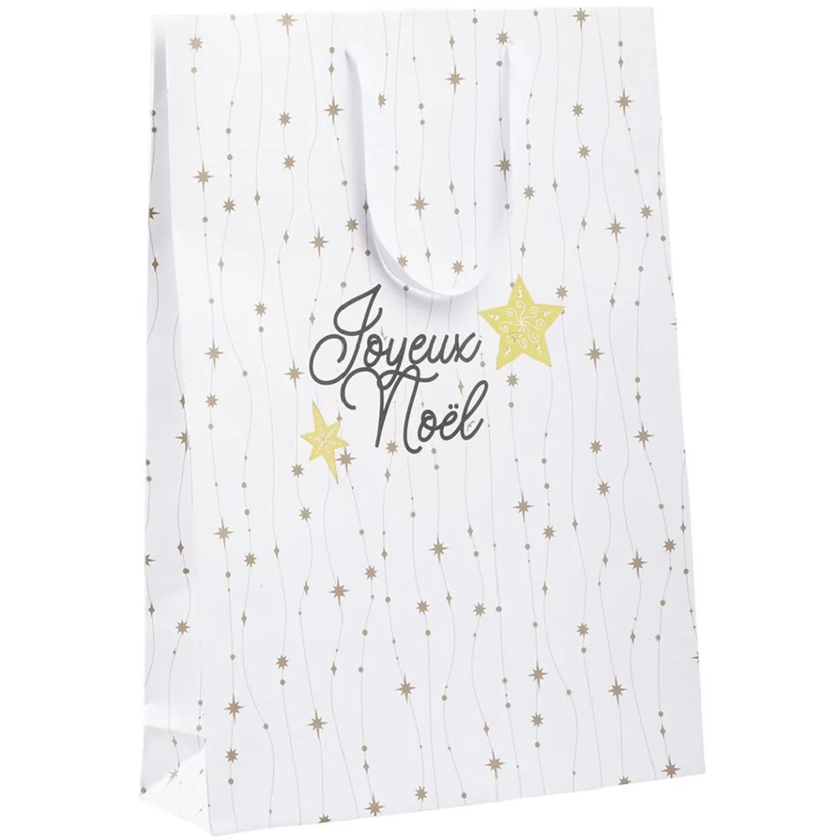 Sac cadeau Noël imprimé doré L33x46 cm-Gifi