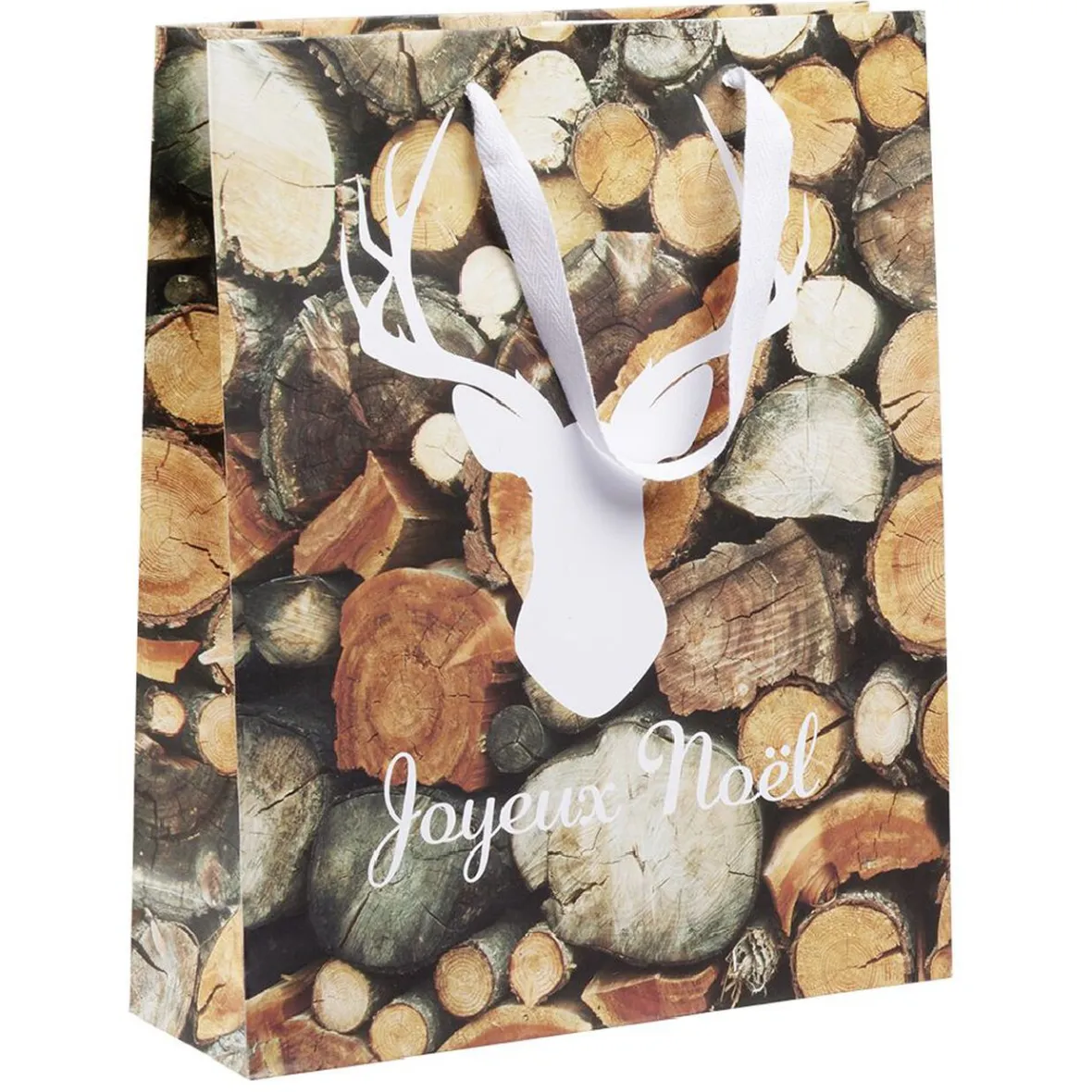 Sac cadeau Noël motif nature Taille M L26xH32cm-Gifi Outlet