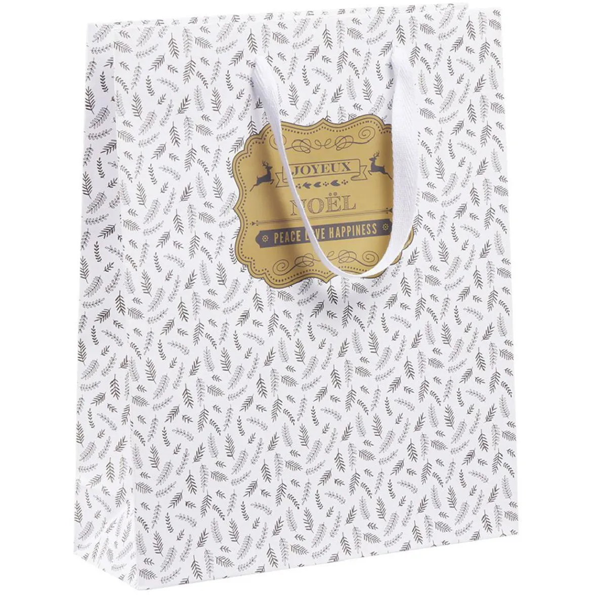 Sac cadeau Noël motif nature Taille M L26xH32cm-Gifi Outlet