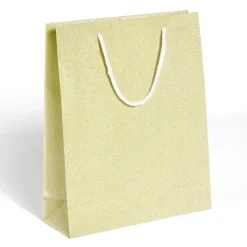 Sac cadeau Noël motif sapin ou uni doré pailleté - Taille M-Gifi