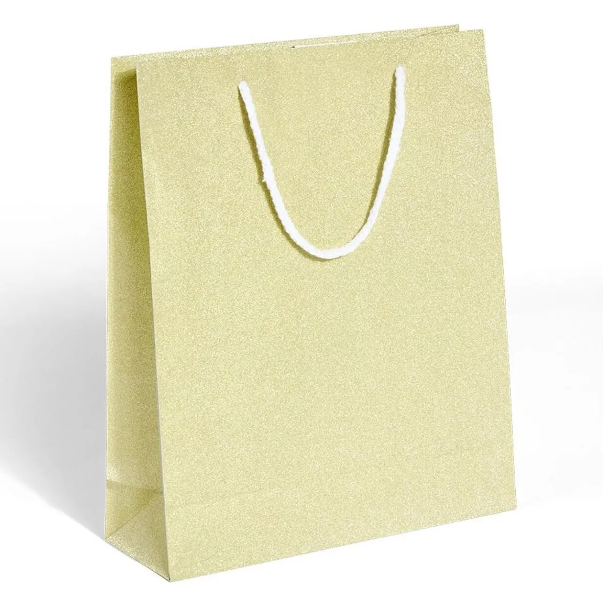 Sac cadeau Noël motif sapin ou uni doré pailleté - Taille M-Gifi