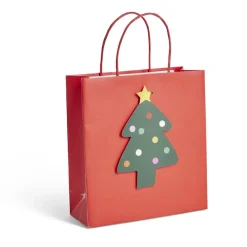 Sac cadeau Noël rouge motif sapin 24xH25cm-Gifi Online
