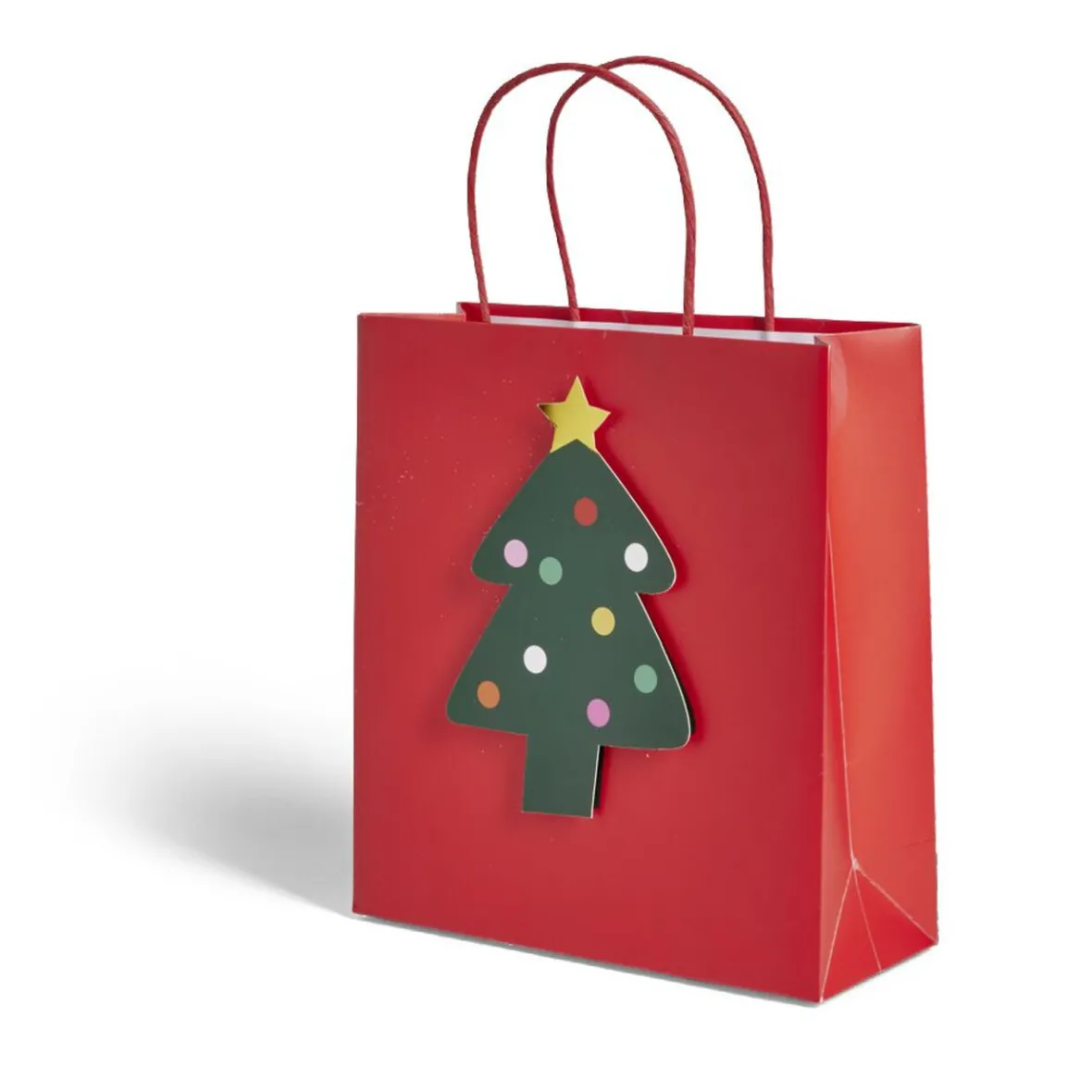Sac cadeau Noël rouge motif sapin 24xH25cm-Gifi Online