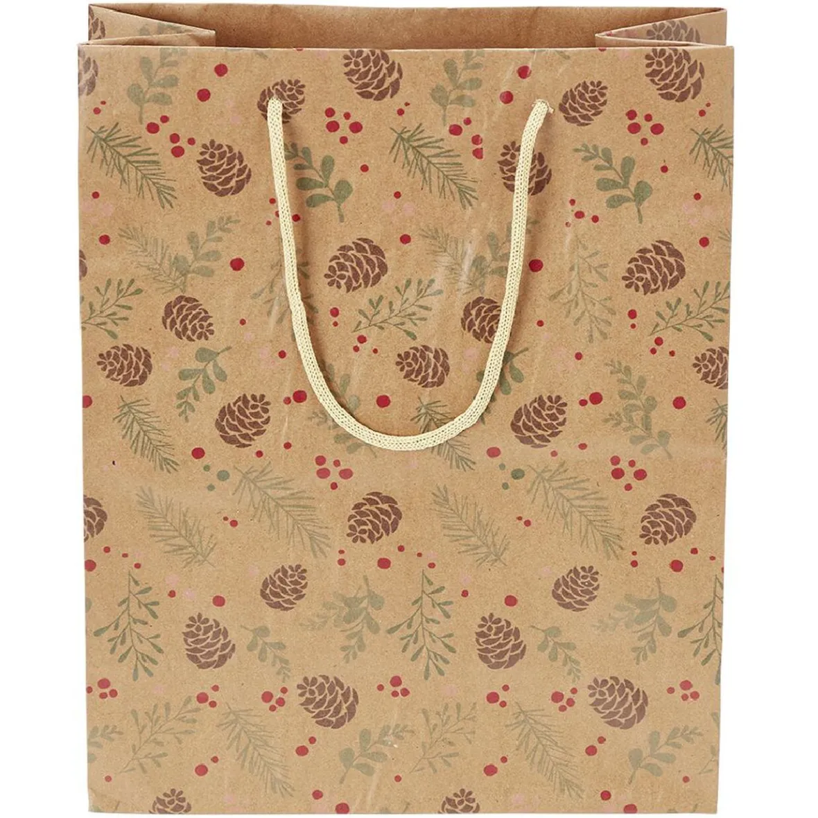 Sac cadeau papier recyclé certifié FSC® imprimé marron Taille L-Gifi Outlet