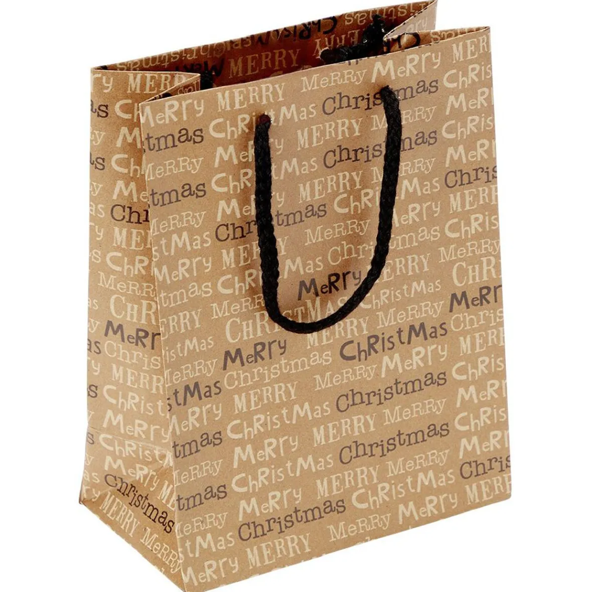 Sac cadeau papier recyclé certifié FSC® marron lanière rouge Taille M-Gifi Clearance