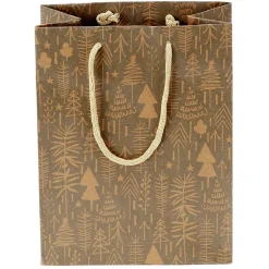 Sac cadeau papier recyclé certifié FSC® imprimé marron Taille M-Gifi Sale