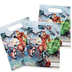 Sac cadeau plastique anniversaire Avengers x6-Gifi