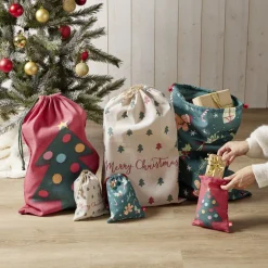 Sac cadeau tissu réutilisable 15x20cm - 3 modèles-Gifi Discount