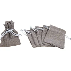 Sac toile de jute chocolat pour dragées x6-Gifi Best