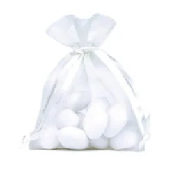 Sachet pour dragées organza blanc x6-Gifi Best