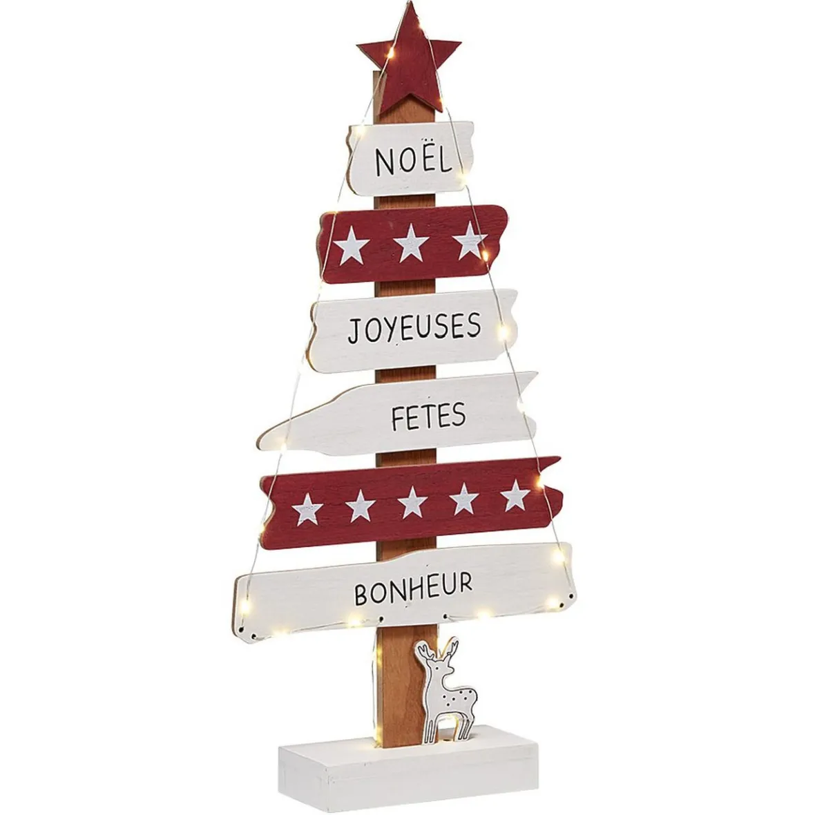 Sapin 6 pancarte lumineux en bois à poser-Gifi Sale