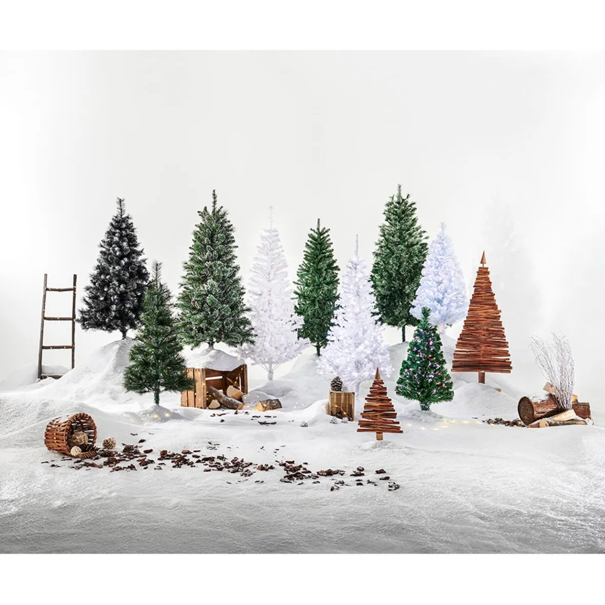 Sapin artificiel blanc 368 branches Ø93xH180cm-Gifi Discount