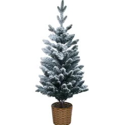 Sapin artificiel enneigé pot tressé 258 branches Ø56xH100cm-Gifi Best