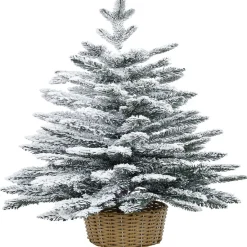 Sapin artificiel enneigé pot tressé 258 branches Ø56xH100cm-Gifi Best