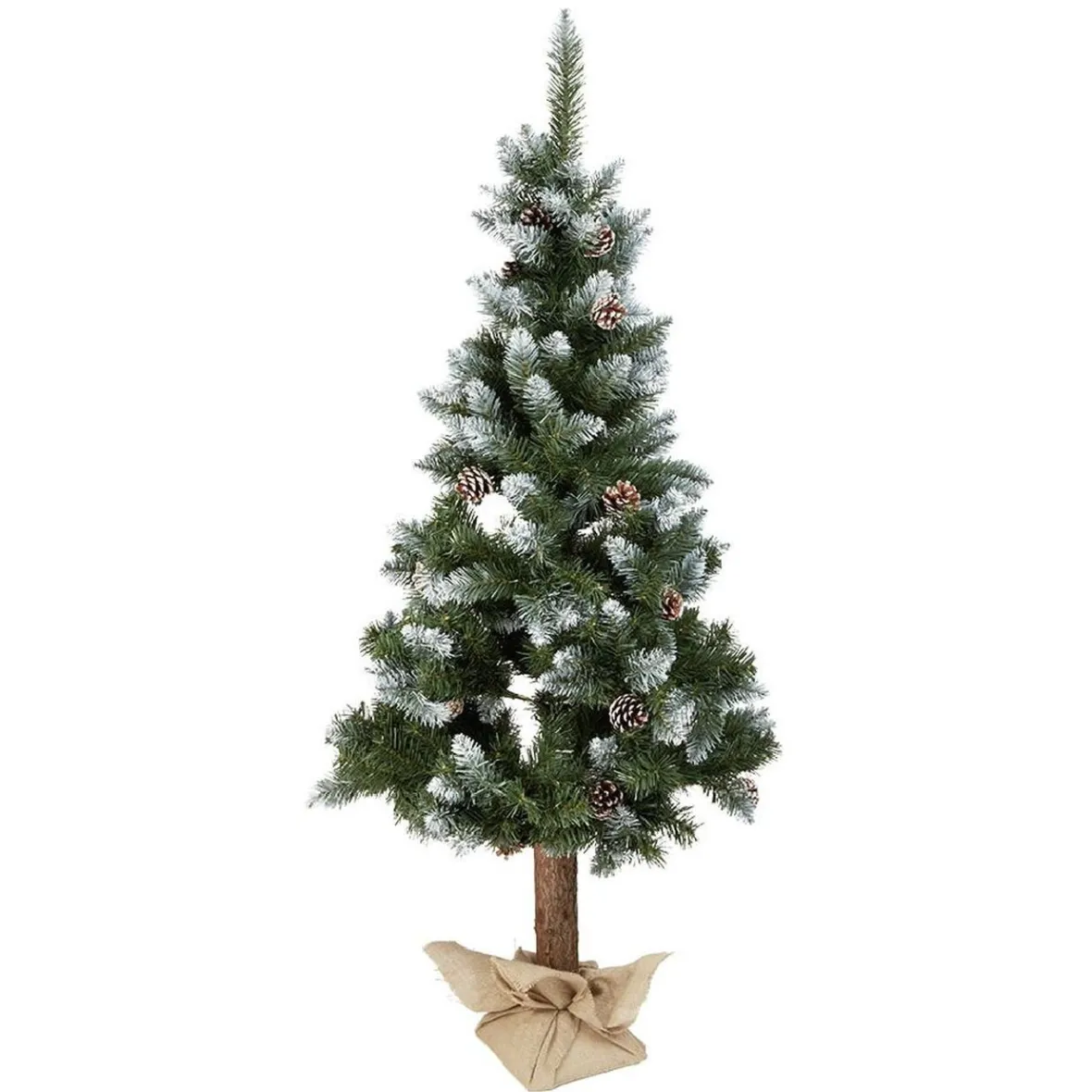 Sapin artificiel enneigé tronc aspect bois sac jute Ø72xH150cm-Gifi Clearance