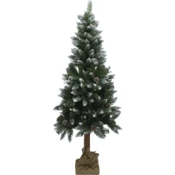 Sapin artificiel enneigé tronc aspect bois sac jute Ø90xH180cm-Gifi New