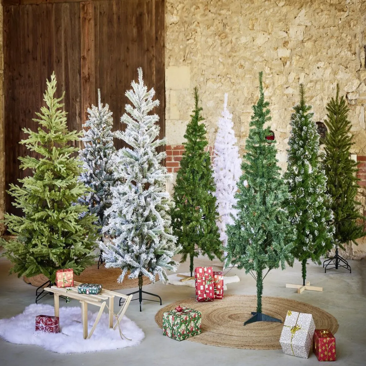 Sapin artificiel enneigé vert 467 branches Ø99xH180cm-Gifi Online