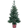 Sapin artificiel pot métal motif flocon rouge et blanc 258 branches Ø55xH100cm-Gifi Outlet