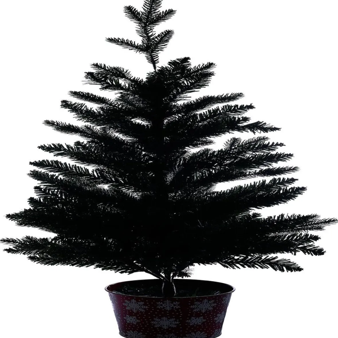 Sapin artificiel pot métal motif flocon rouge et blanc 258 branches Ø55xH100cm-Gifi Outlet