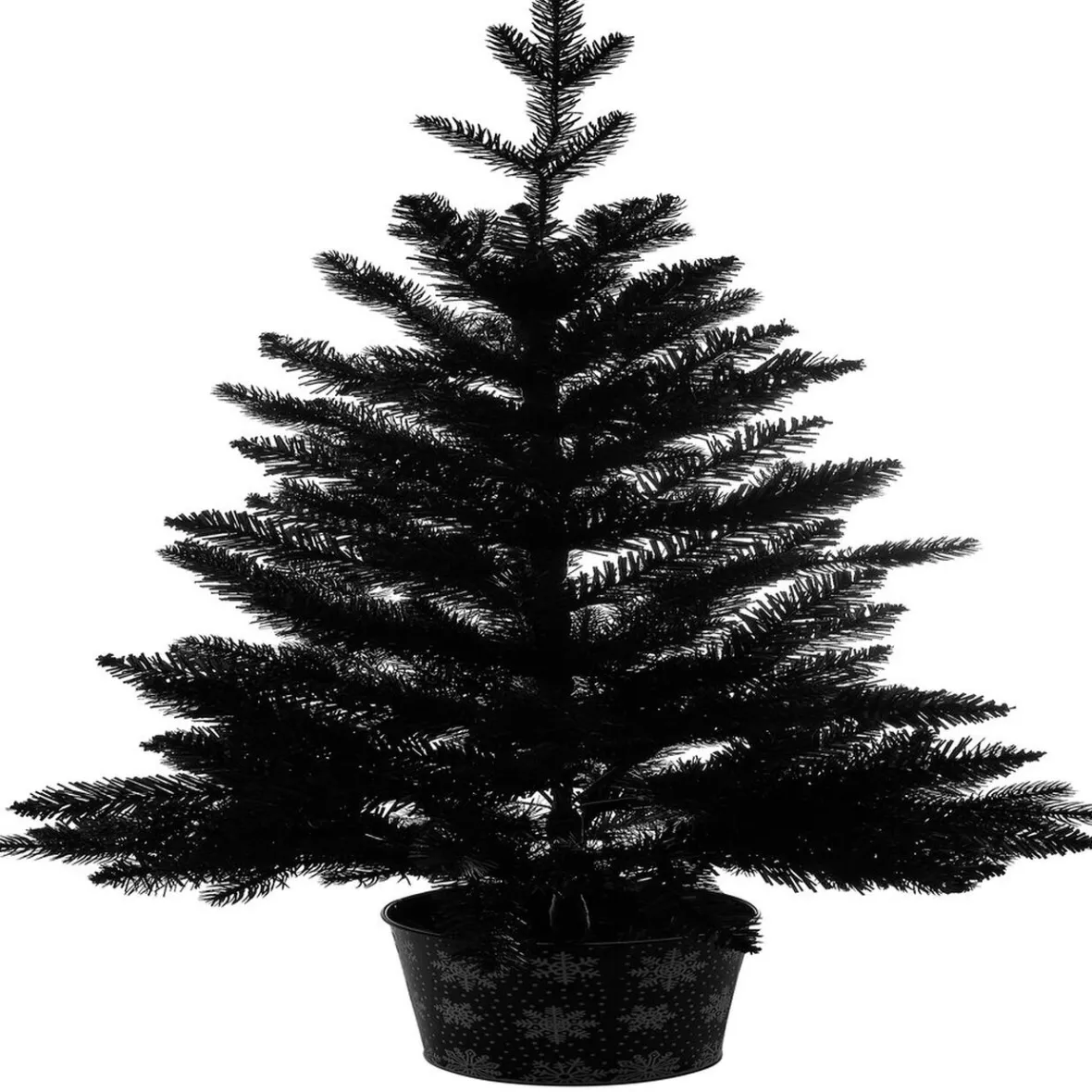 Sapin artificiel pot métal motif flocon rouge et blanc 258 branches Ø55xH100cm-Gifi Outlet