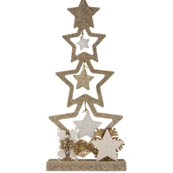 Sapin bois à poser décor étoiles doré pailleté H26cm-Gifi Sale
