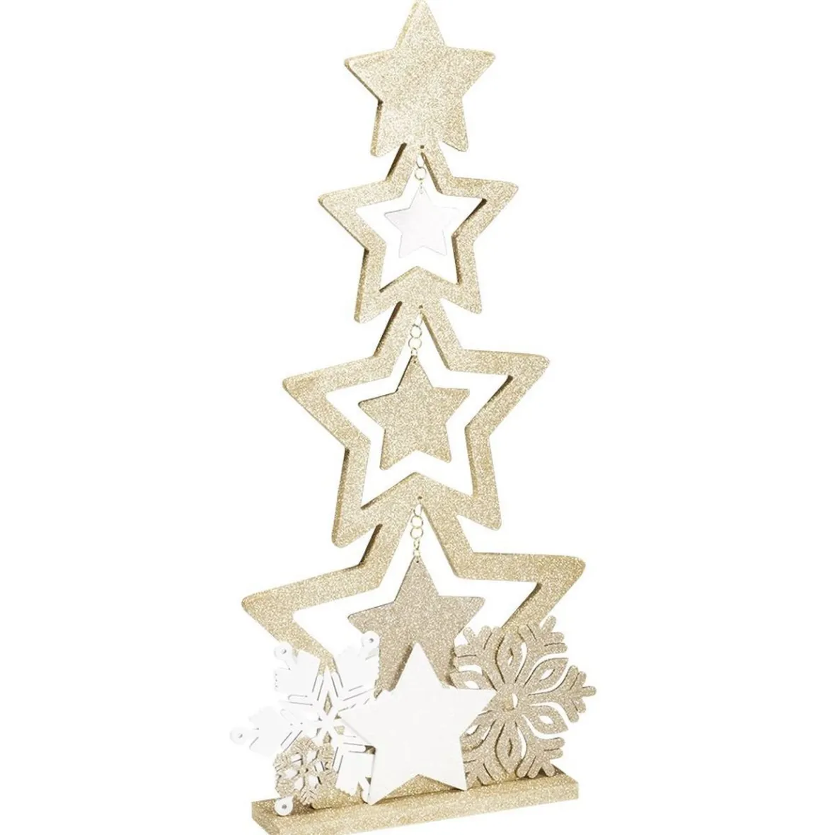 Sapin bois à poser décor étoiles doré pailleté H75cm-Gifi Sale