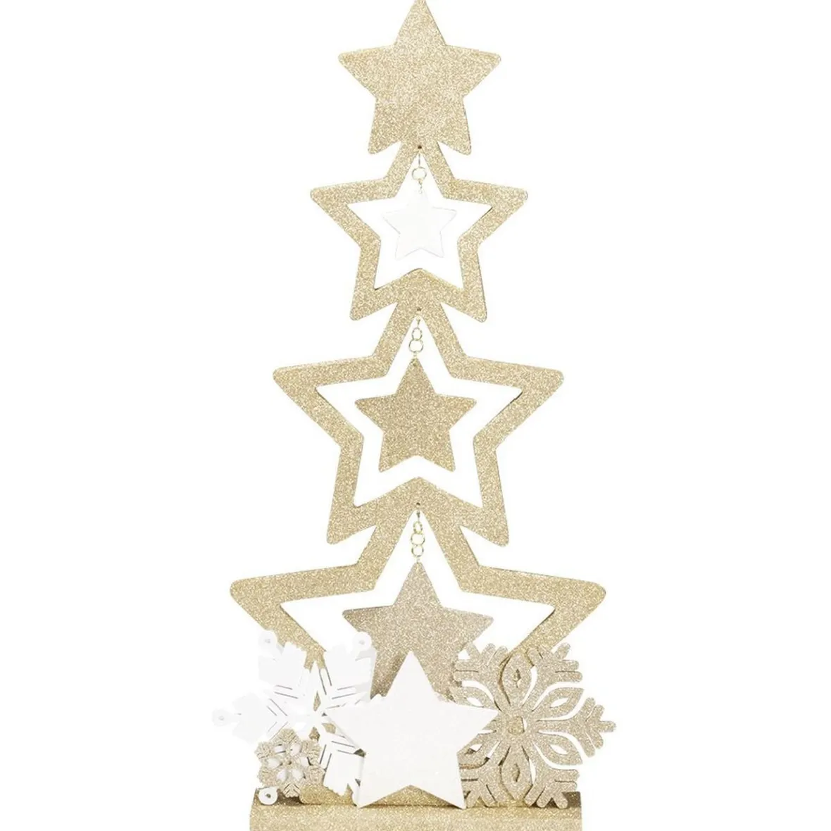 Sapin bois à poser décor étoiles doré pailleté H75cm-Gifi Sale