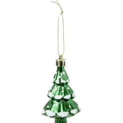 Sapin déco à suspendre vert brillant et blanc neige Ø5xH8cm-Gifi Hot