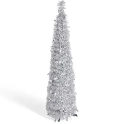 Sapin de Noël artificiel POP UP argenté Ø30xH120cm-Gifi Discount