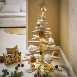 Sapin de Noël en bois amovible gris 48xH71cm-Gifi Outlet