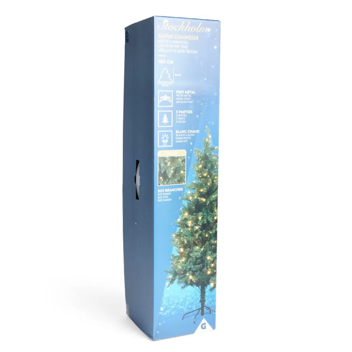 Sapin de Noël lumineux 503 branches 150LED blanc chaud Ø106xH180cm-Gifi