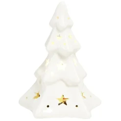 Sapin de Noël lumineux et musical 1LED céramique blanc H16cm-Gifi Online