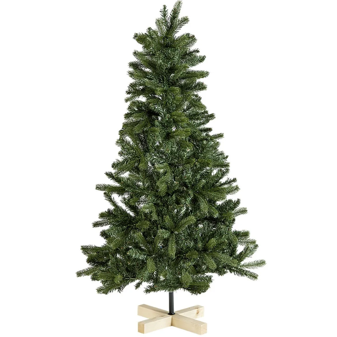 Sapin de Noël Vert effet réel avec pied en bois H150 cm-Gifi Best