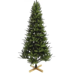 Sapin de Noël Vert effet réel avec pied en bois H210 cm-Gifi Hot