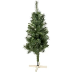 Sapin de Noël vert effet touffu avec pied en bois H120 cm-Gifi Sale