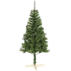 Sapin de Noël vert effet touffu avec pied en bois H150 cm-Gifi Sale