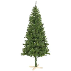 Sapin de Noël vert effet touffu avec pied en bois H210 cm-Gifi Best