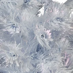 Sapin Noël Blanc en fibre optique 24 Led Multicolore H150 cm-Gifi