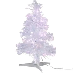 Sapin Noël blanc fibre optique multicolore H60 cm-Gifi