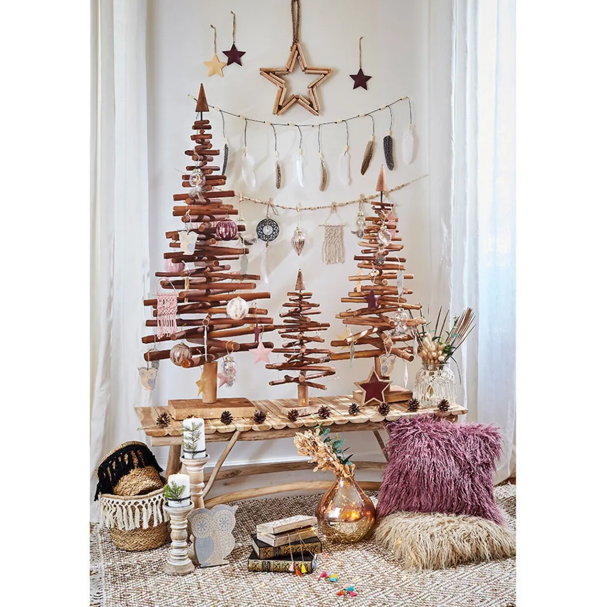 Sapin Noël bois flotté brun 0,9 m-Gifi New