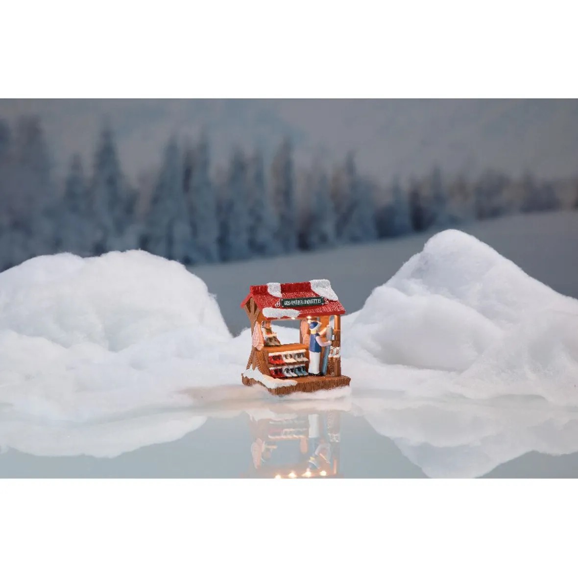 Scène de Noël lumineuse 3 LED stand de ski patin raquette-Gifi Discount